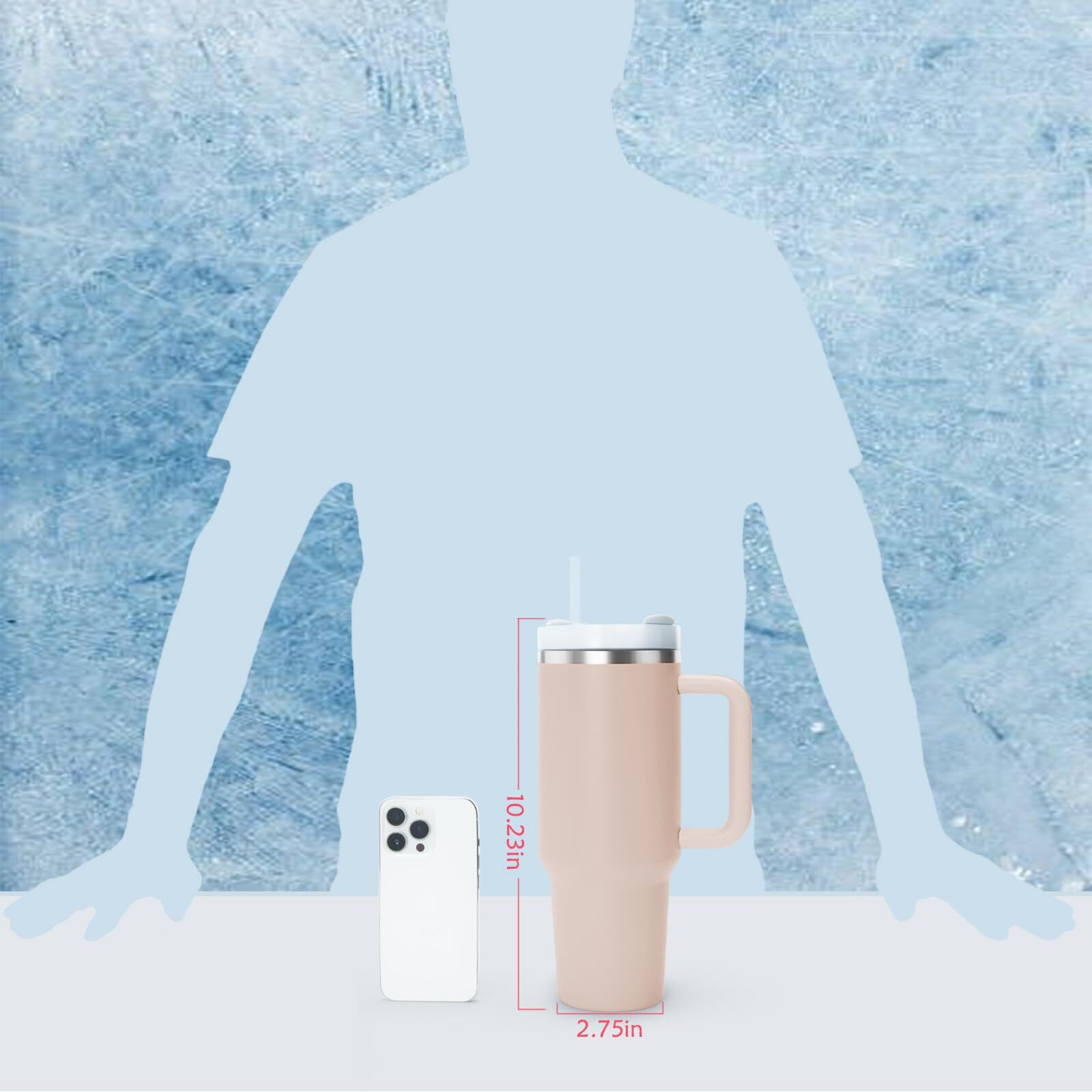 Unowyi 40 Oz Tumbler With Handle And Straw Lid, Stainless Steel Vacuum Insulated Tumbler, Travel Mug Straw Covers Cup For Water, Iced Tea Or Coffee, Smoothie, Gifts For Women Men