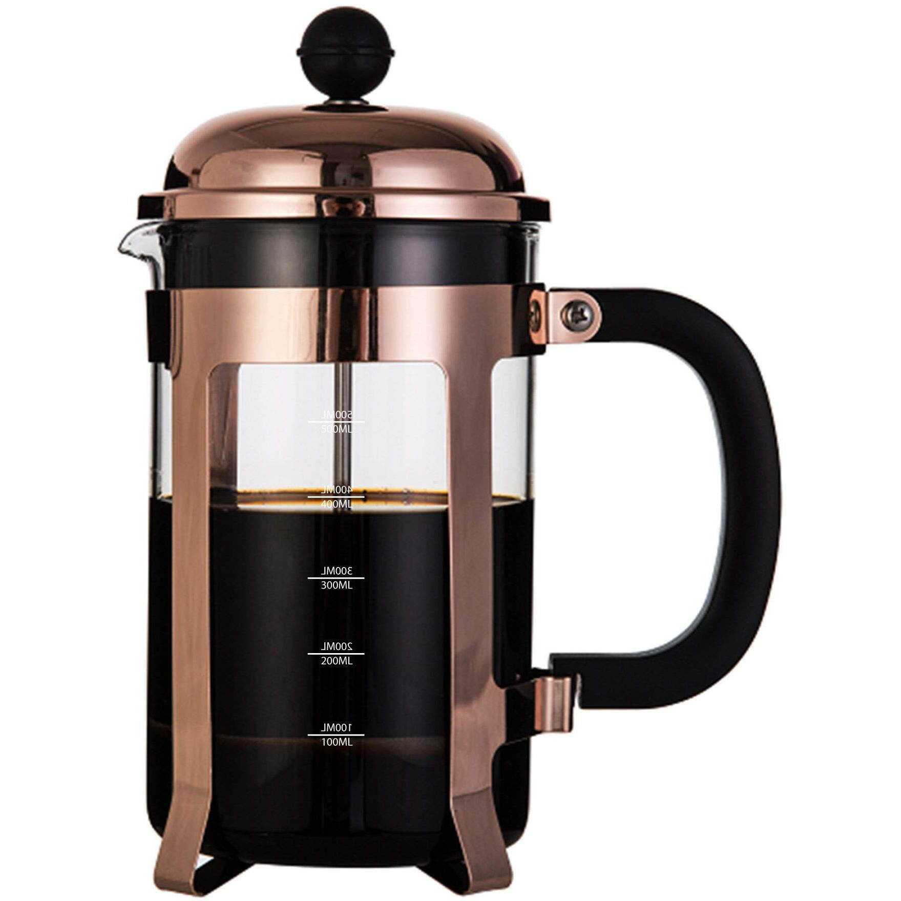 Instacuppa French Press Coffee Maker With 4 Part Superior Filtration 600 Ml, Copper