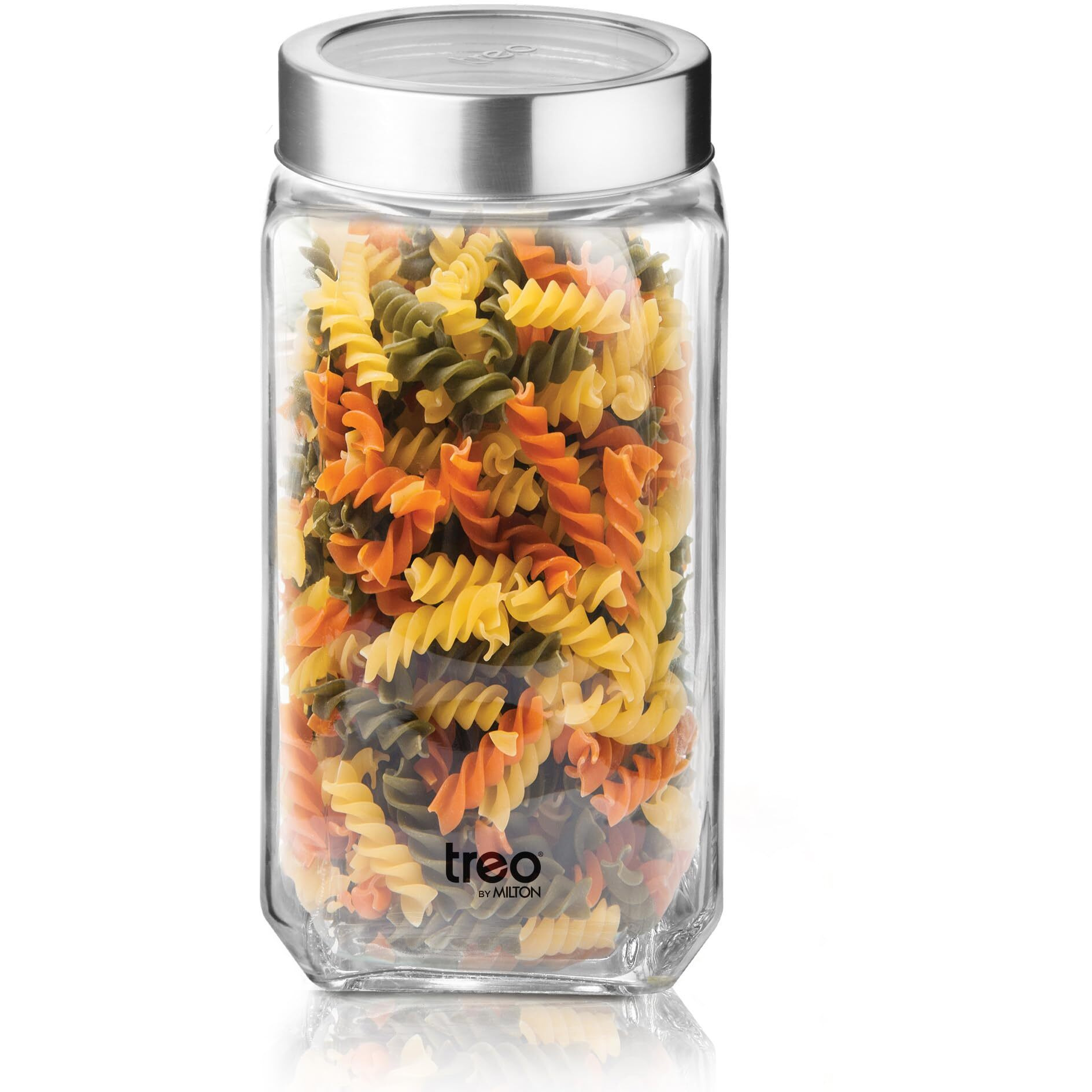 Treo By Milton Cube Airtight Storage Glass Container 1000Ml Food Grade Stackable & Modular Transparent Storage Organizer Jars For Kitchen, Tea, Coffee, Sugar, Dry Fruits
