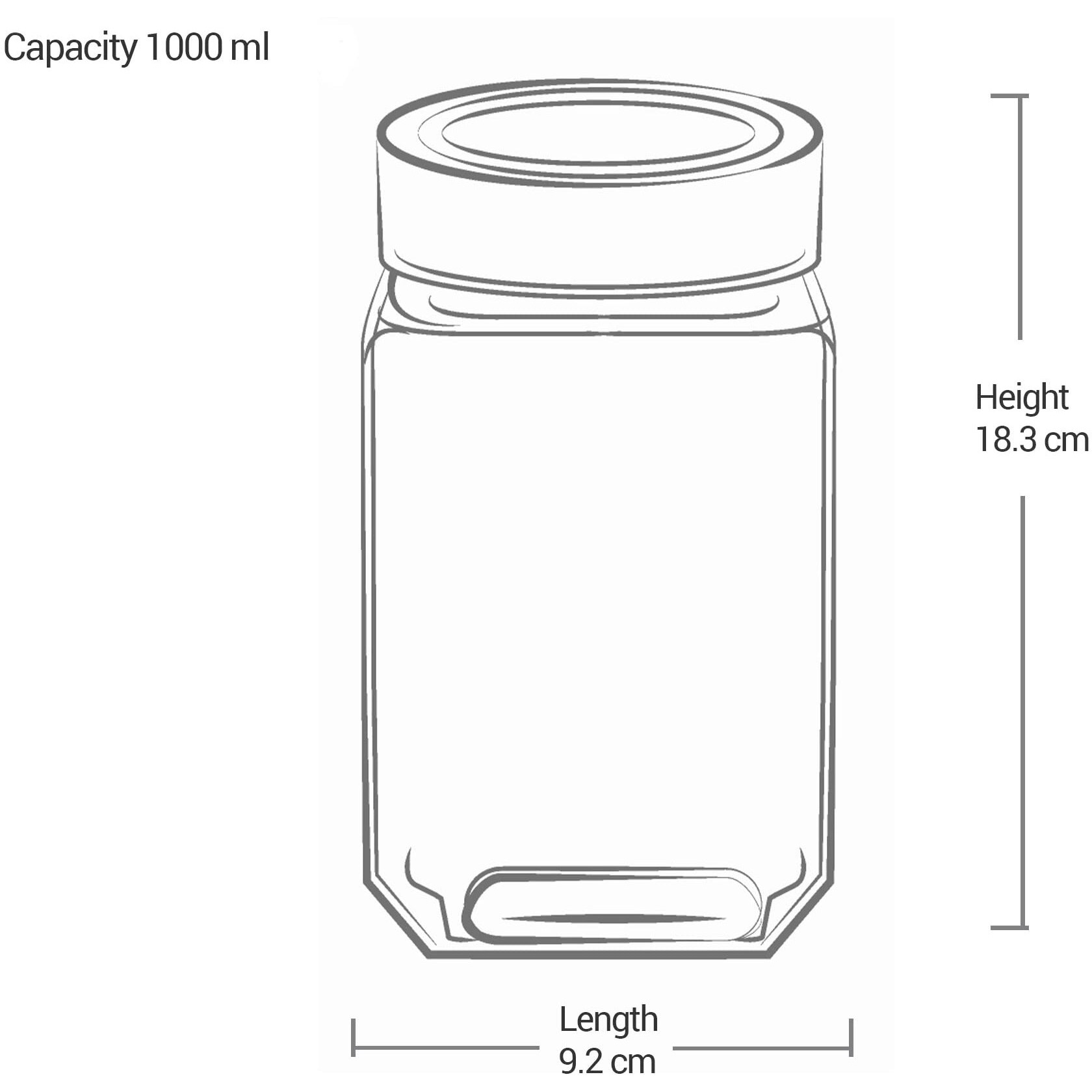 Treo By Milton Cube Airtight Storage Glass Container 1000Ml Food Grade Stackable & Modular Transparent Storage Organizer Jars For Kitchen, Tea, Coffee, Sugar, Dry Fruits