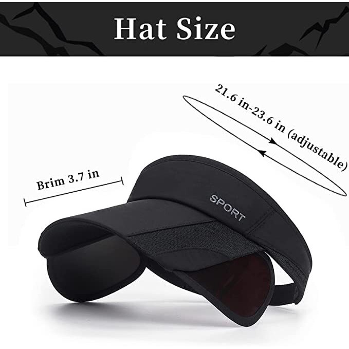 Mtroyaldia Polyester Mtroyadia Summer Sun Visor Hats For Women Retractable Brim Adjustable Sun Protection Baseball Golf Tennis Cap (Black), Free Size