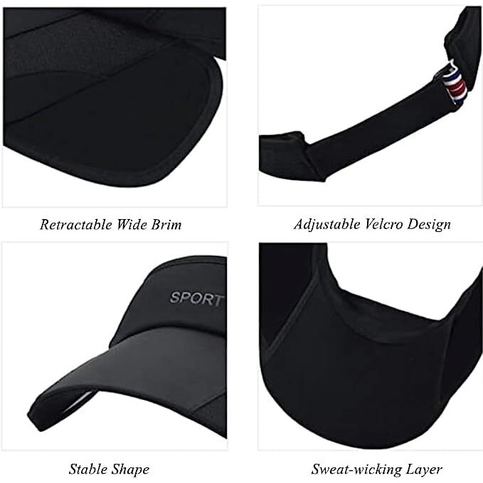 Mtroyadia Summer Sun Visor Hats For Women Retractable Brim Adjustable Sun Protection Baseball Golf Tennis Cap (Grey)