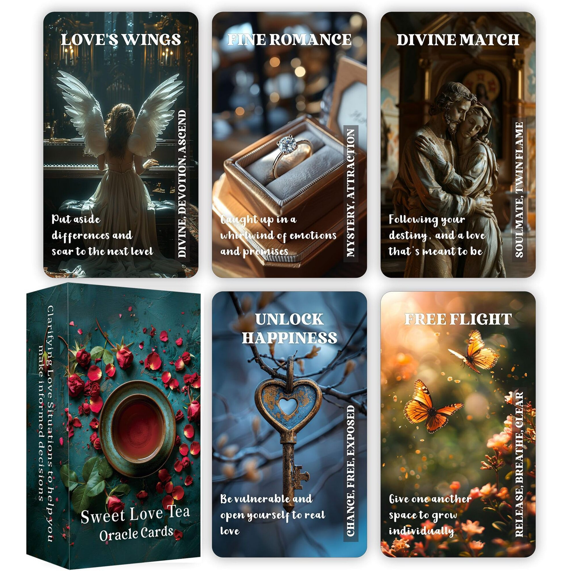 Mtroyaldia Love Tea Oracle Cards, Twin Flames Soulmates Oracle Deck, Romance Love Oracle Cards, Life Relationships Oracle Cards For Beginners