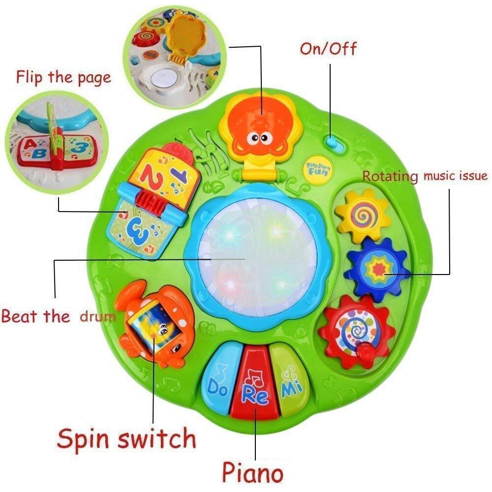 Galaxy Hi-Tech Musical Learning Table Baby Toys - Early Educational Development Activity Center Multiple Modes Game For Toddlers Boys Girls Kids Infant Music Lighting Animals Sound Gifts-Multi Color