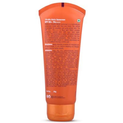 Lotus Herbals Safesun Ultrarx Matte Sunscreen Spf 50 Pa++++ | Cica & Green Tea | Water & Sweat Resistant | No White Cast | Dermatologically Tested | 50Gm
