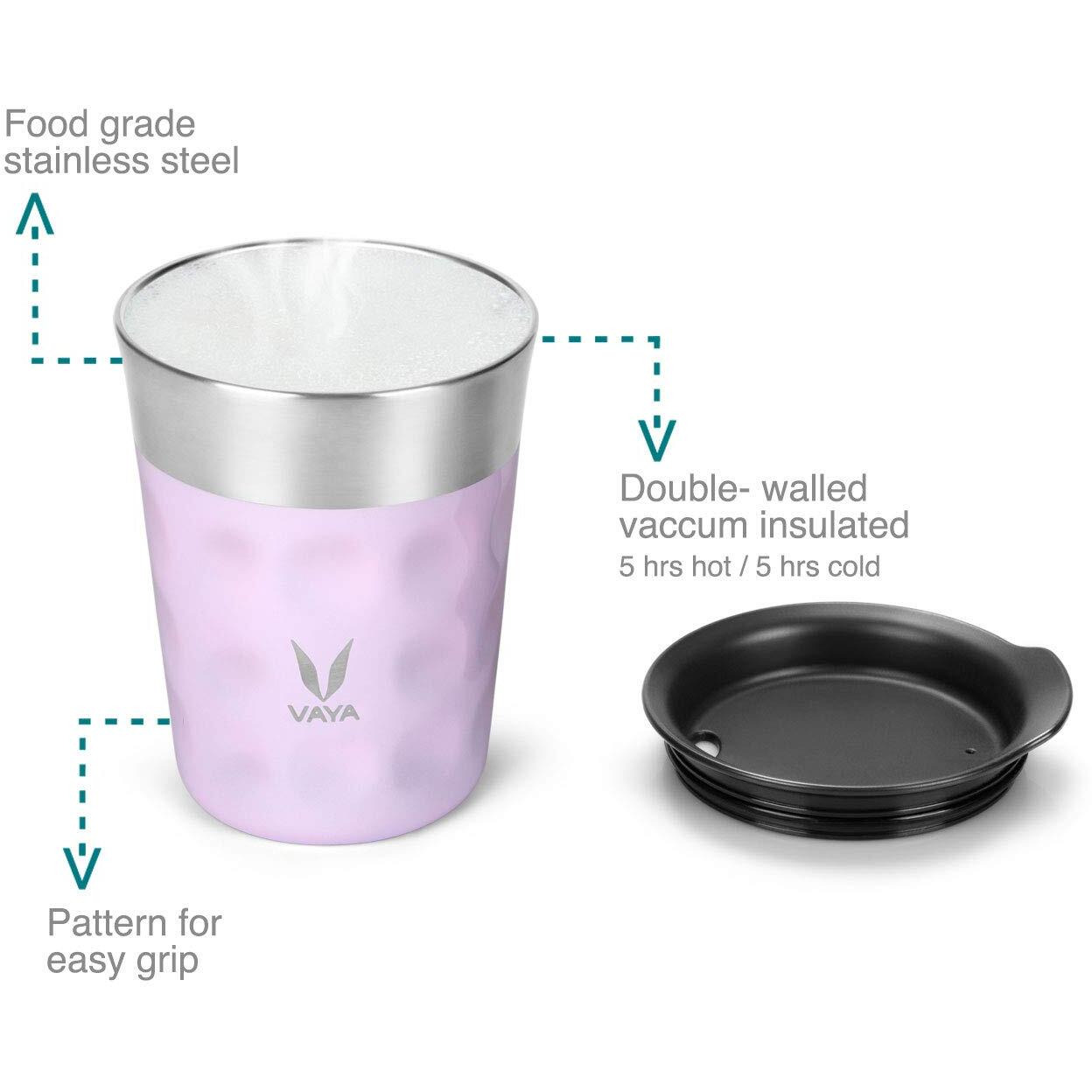 Vaya Popcup Insulated Coffee Mug With Lid 250Ml , Stainless Steel Hot & Cold Coffee, Water And Teacup ,Double-Walled Insulated Tumbler, Keeps Beverages Hot & Cold For 5 Hrs ,Lilac Love