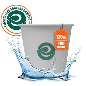 Eco Soul [120 Ml, 100 Count Disposable White Paper Cups| Plastic-Free Aqueous Coated | Eco-Friendly & Biodegradable Cups | Use & Throw Party Glasses | Ideal For Tea, Coffee & Water | 190 Gsm