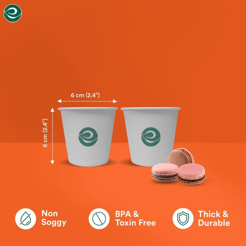 Eco Soul [120 Ml, 100 Count Disposable White Paper Cups| Plastic-Free Aqueous Coated | Eco-Friendly & Biodegradable Cups | Use & Throw Party Glasses | Ideal For Tea, Coffee & Water | 190 Gsm
