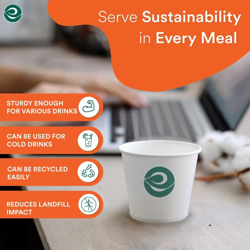Eco Soul [120 Ml, 100 Count Disposable White Paper Cups| Plastic-Free Aqueous Coated | Eco-Friendly & Biodegradable Cups | Use & Throw Party Glasses | Ideal For Tea, Coffee & Water | 190 Gsm
