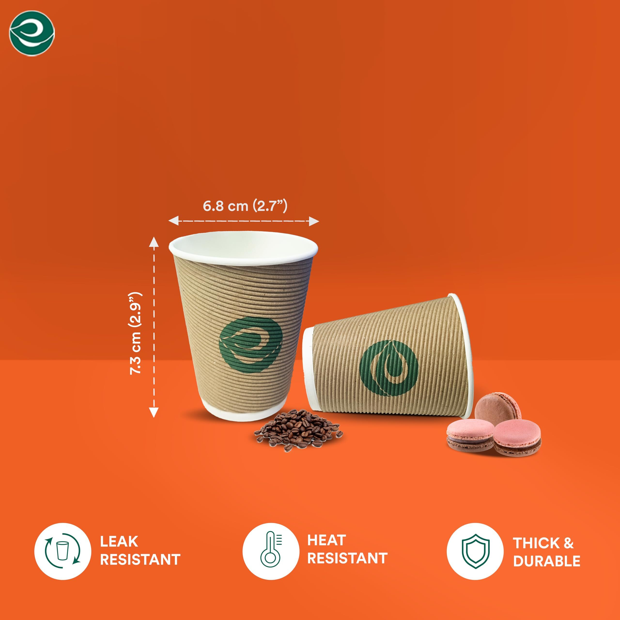 Eco Soul [150 Ml, 200 Count Disposable Ripple Paper Cups | Plastic-Free Aqueous Coated | Eco-Friendly & Biodegradable Hot Cups | Use & Throw Party Glasses | Ideal For Tea & Coffee | 420 Gsm