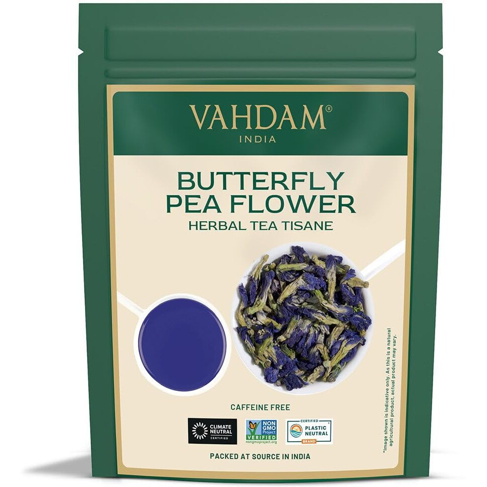 Vahdam, Butterfly Pea Flower (50 Gm, 150+ Cups) Caffeine Free Herbal Tea|Vacuum Sealed For Freshness|Shankhpushpi Flowers|Eco-Conscious Packaging