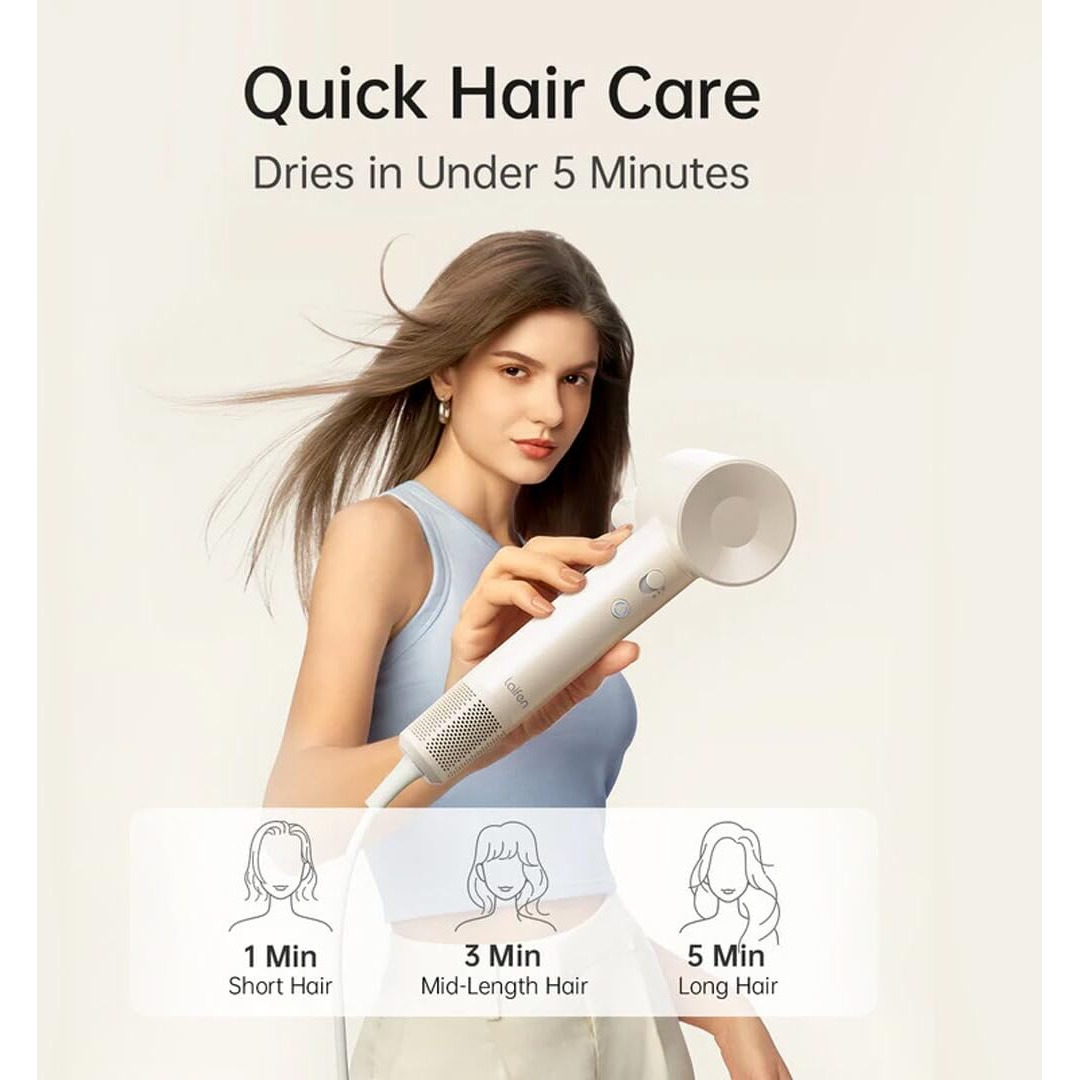 Laifen Hair Dryer Se Lite,150 Million Negative Ionic Blow Dryer With 100,000 Rpm Brushless Motor,1400Watts Powerful Fast Drying High-Speed Low Noise,Lightweight&Compact Design(Milk Tea),Brown