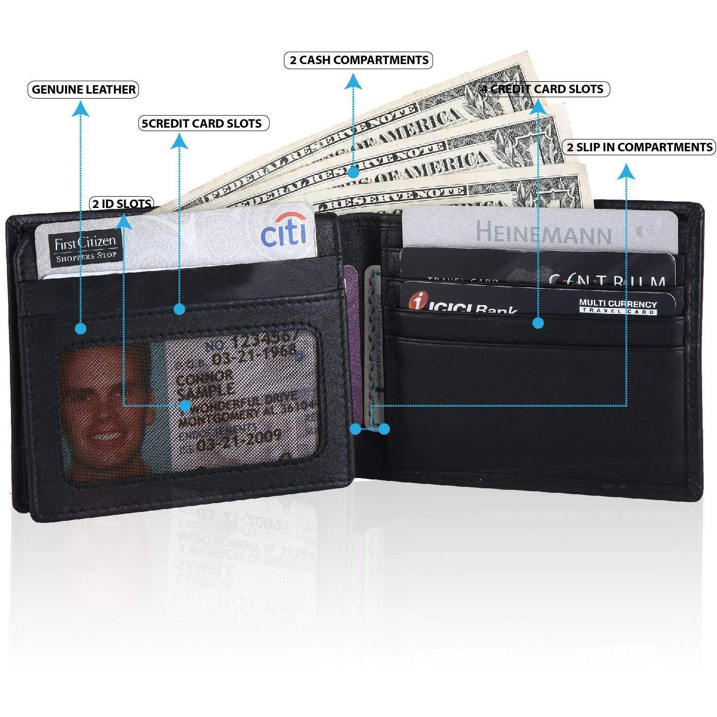 Cross Black Men's Wallet Stylish Genuine Leather Wallets For Men Latest Gents Purse With Card Holder Compartment (Ac948799_3-1)