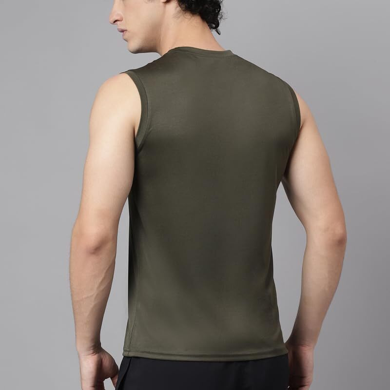 Aticx Men's Slim Fit Polyester Sleeveless T Shirt - Sando Top Tank Muscle Tee For Sports, Gym, Running (Java Green_L)