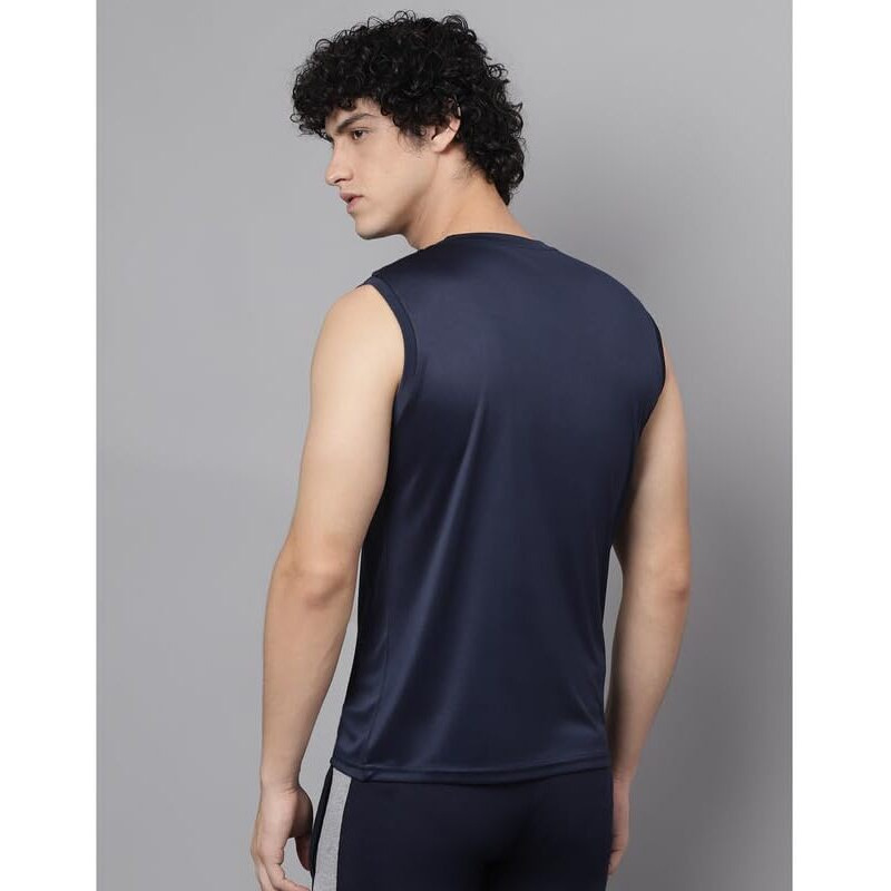 Aticx Men's Slim Fit Polyester Sleeveless T Shirt - Sando Top Tank Muscle Tee For Sports, Gym, Running (Mediterranean Blue_L)