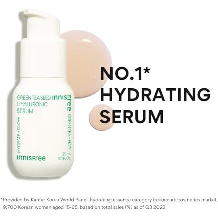 Innisfree Green Tea Hyaluronic Hydrating Serum 30Ml For Glowing & Hydrated Skin With Hyaluronic Acid, All Skin Types, Korean Face Serum