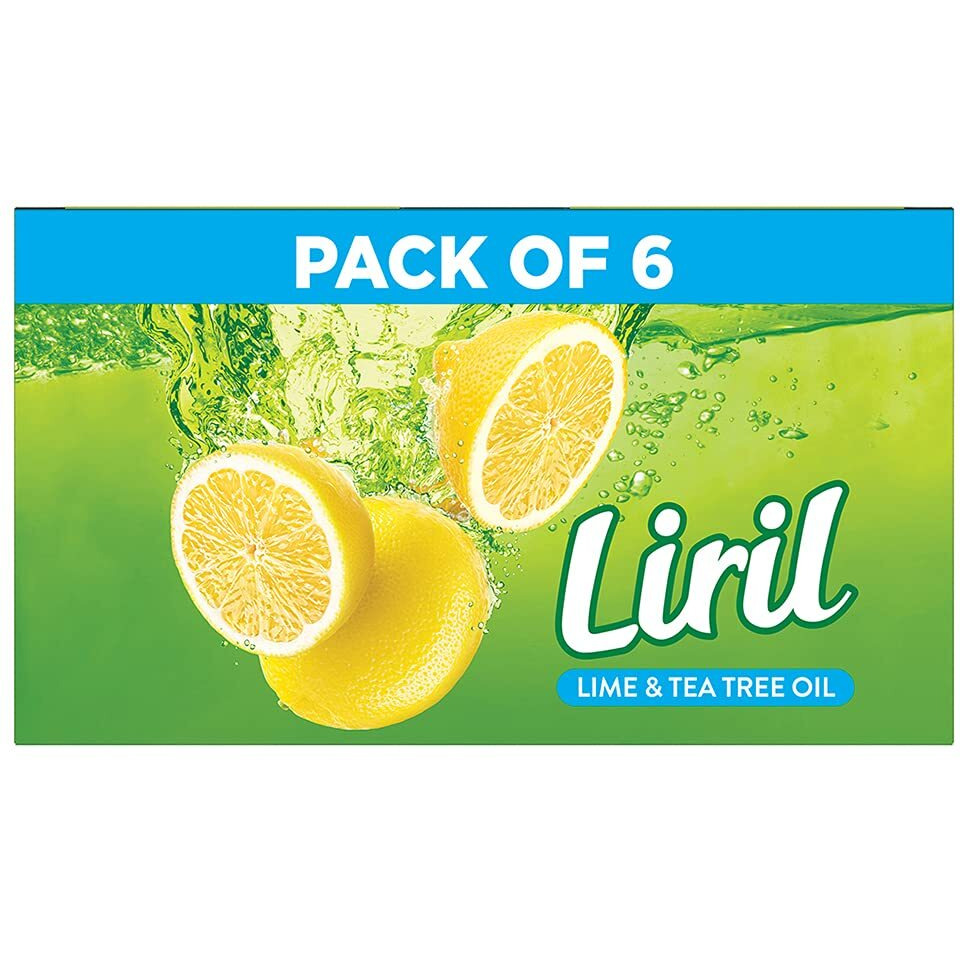 Liril Lemon & Tea Tree Natural Bathing Soap For Body 125 G (Combo Pack Of 6) Refreshing Bath Soap Bar For Men & Women - Sulphate Free|| Paraben Free