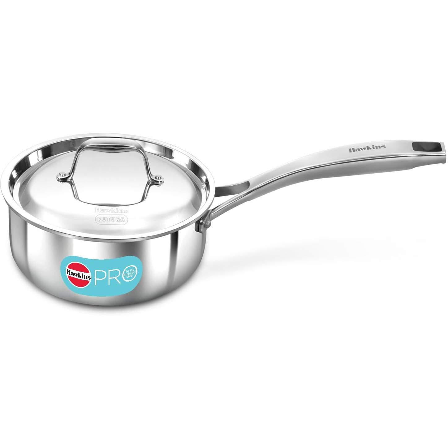 Hawkins Pro 1.5 Litre Sauce Pan, Tri-Ply Stainless Steel Tea Pan/Milk Pan With Stainless Steel Lid, Silver (Pssp15S)