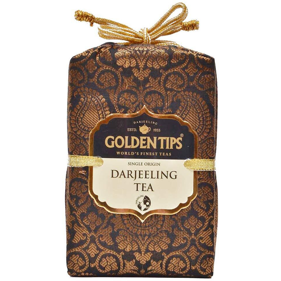 Golden Tips Darjeeling Black Tea Loose Leaves Brocade Bag (100 Gram, 50 Cups)
