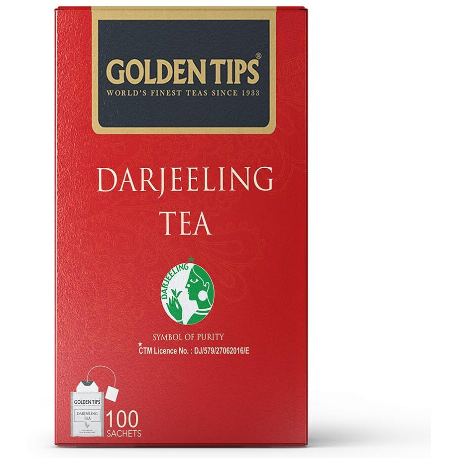 Golden Tips Pure Darjeeling Black Tea Bags (100 Bags, 200 Gram)
