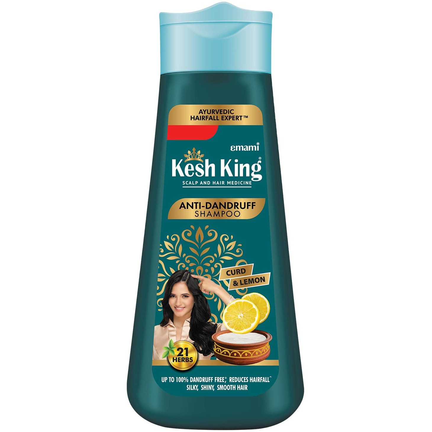 Kesh King Ayurvedic Anti-Dandruff Shampoo | Reduces Hair Fall | Soothes Itchy Scalp | No Paraben & No Silicon | 21 Natural Ingredients | Enriched With Curd, Lemon & Neem | 340 Ml