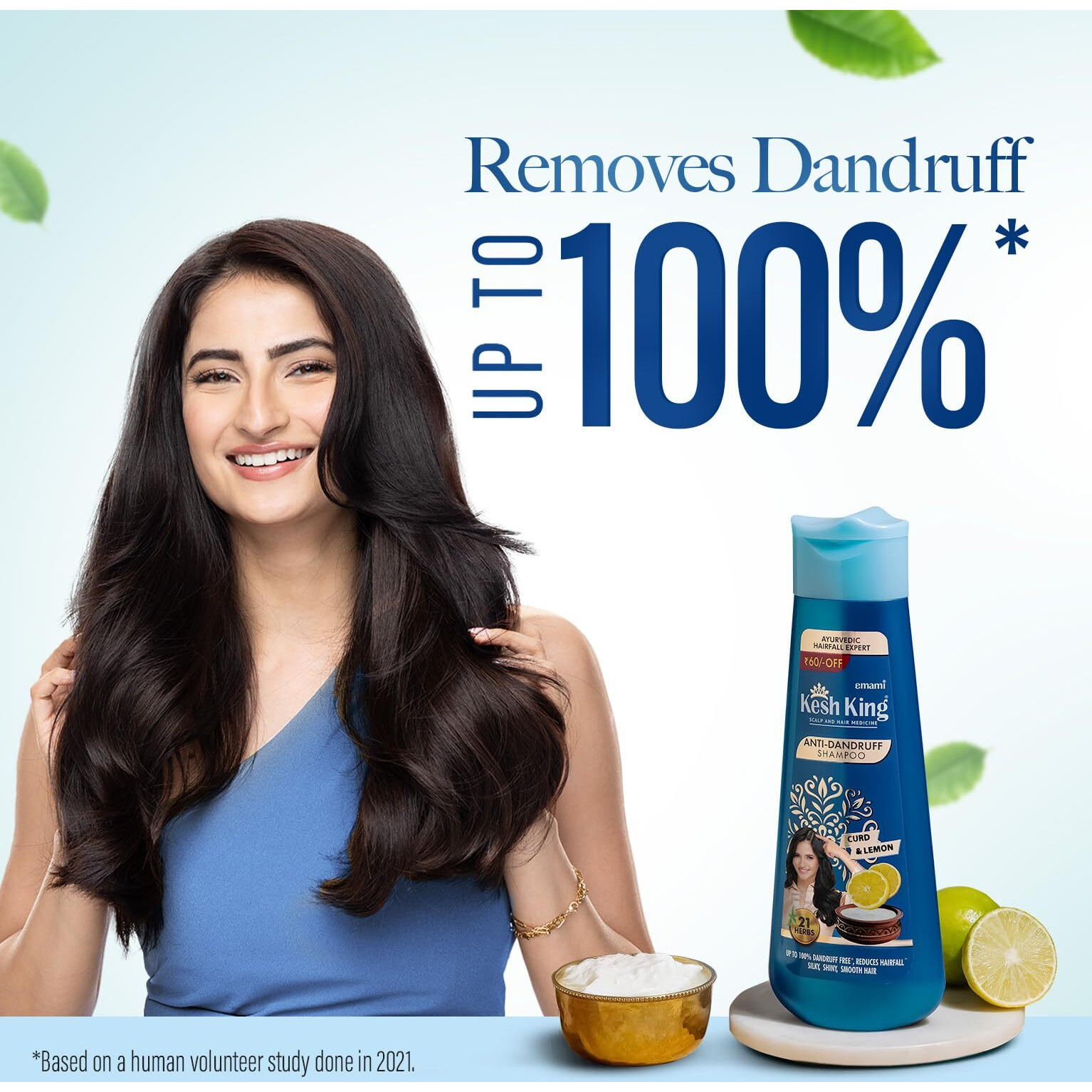Kesh King Ayurvedic Anti-Dandruff Shampoo | Reduces Hair Fall | Soothes Itchy Scalp | No Paraben & No Silicon | 21 Natural Ingredients | Enriched With Curd, Lemon & Neem | 340 Ml