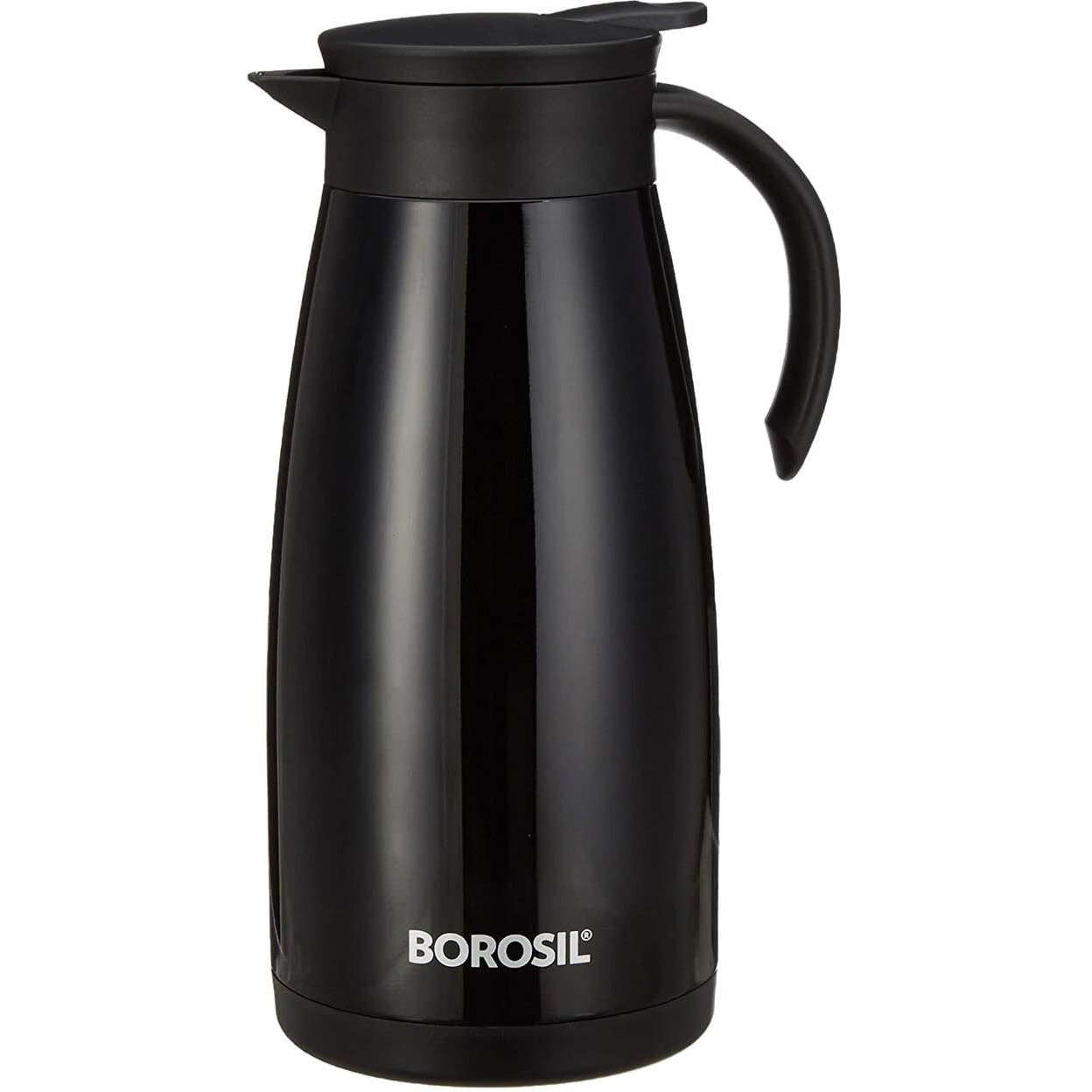Borosil Stainless Steel 1500Ml Teapot With Handle | Double Wall Vacuum Insulated Thermosteel Carafe | Bpa Free Jug For Tea/Coffee & Juice | 18 Hours Hot & 24 Hours Cold | 1 Year Warranty, Black
