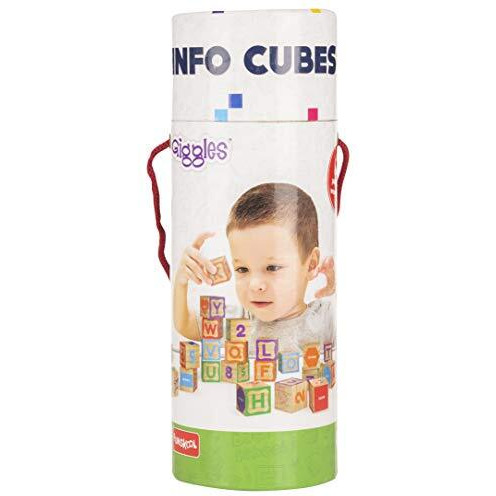 Giggles Funskool - Info Cubes, Educational Learning Blocks, Blocks For Kids, Teaches Alphabet,Numbers,Colour Shapes & Picture Puzzle, Preschool Toys, Multicolor, 26 Pieces, 3 Years & Above