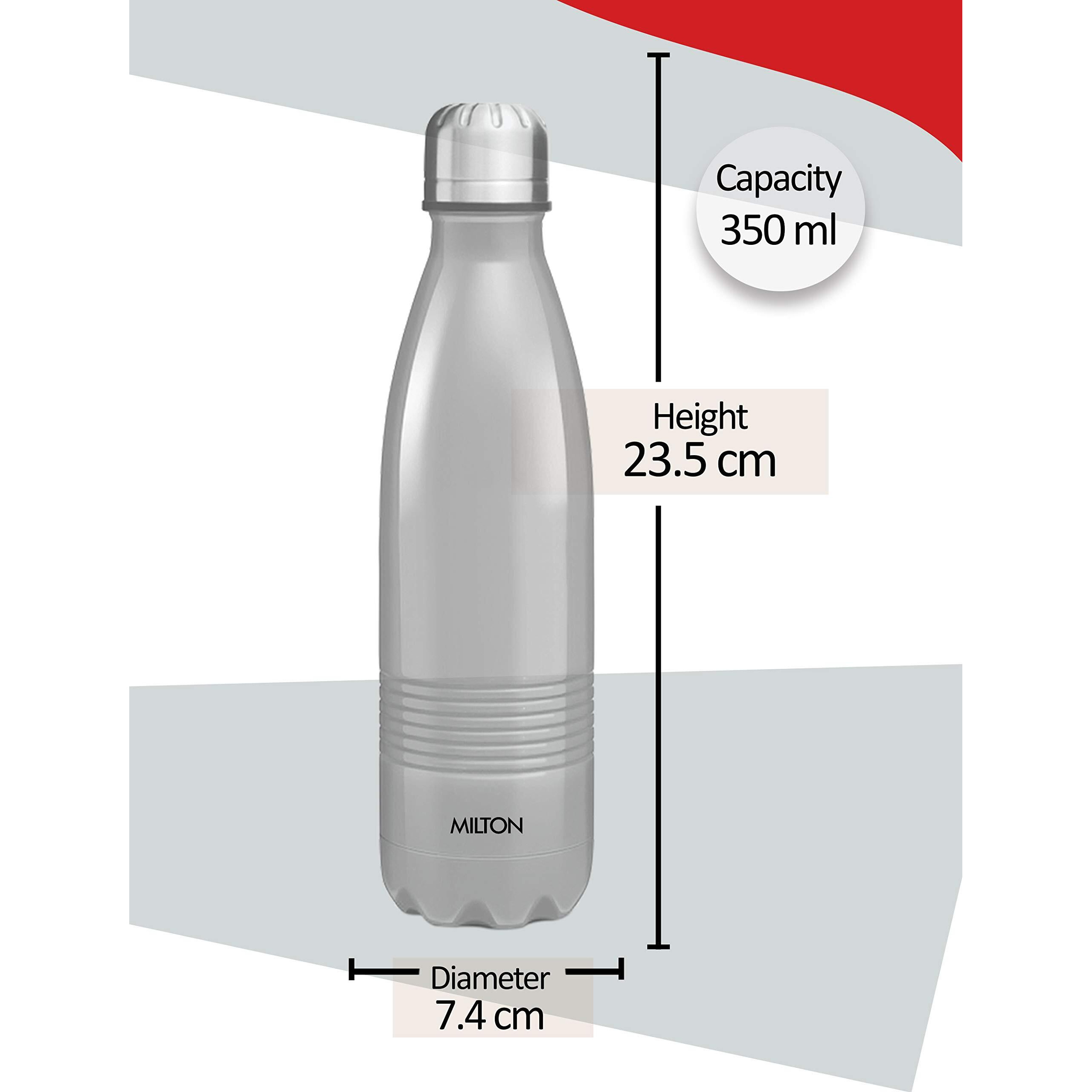 Milton Duo Dlx 350 Thermosteel Bottle, 350 Ml Water Bottles, 24 Hours Hot And Cold, Easy To Carry, Easy Grip, Rust Proof, Tea, Coffee, Office, Travel Bottle, Silver