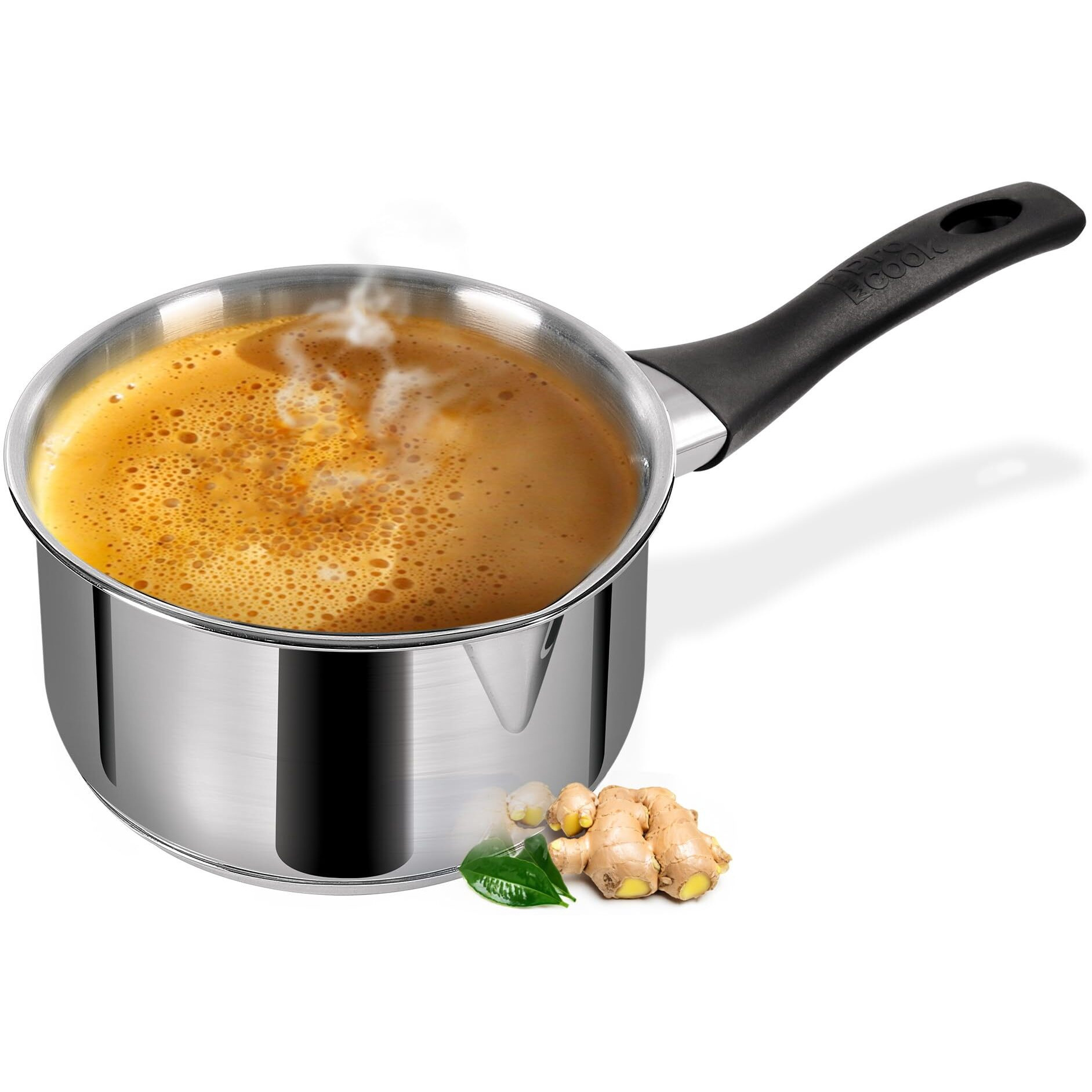 Milton Pro Cook Stainless Steel Tea Pan, 2.3 Litre (18Cm), Sandwich Bottom Saucepan, Gas Induction Base Chai Pot Milk Boiler With Handle (2 Years Warranty)