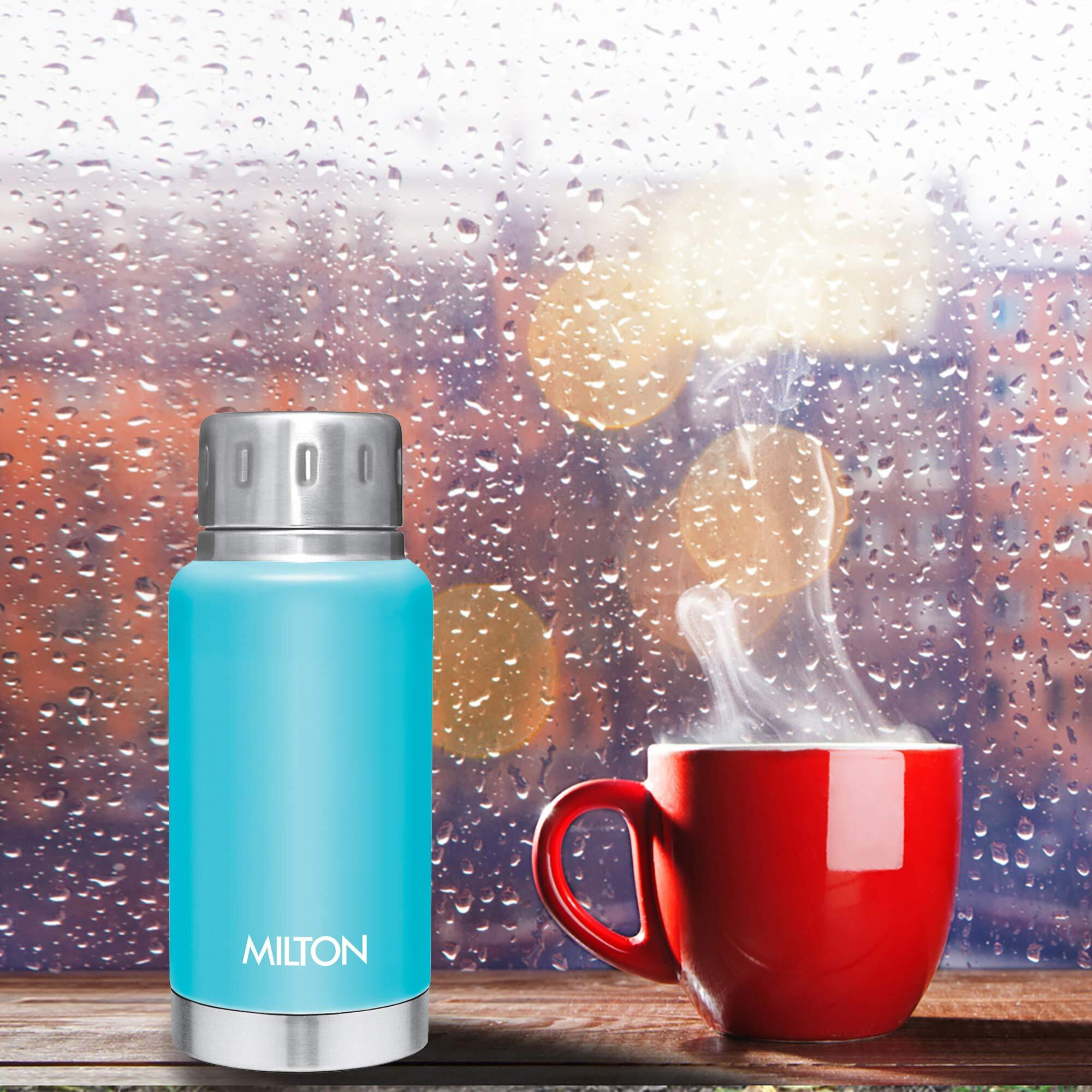Milton Elfin 160 Thermosteel Bottle, 160 Ml Water Bottles, 24 Hours Hot And Cold, Easy To Carry, Easy Grip, Rust Proof, Tea, Coffee, Office, Travel Bottle, Light Blue