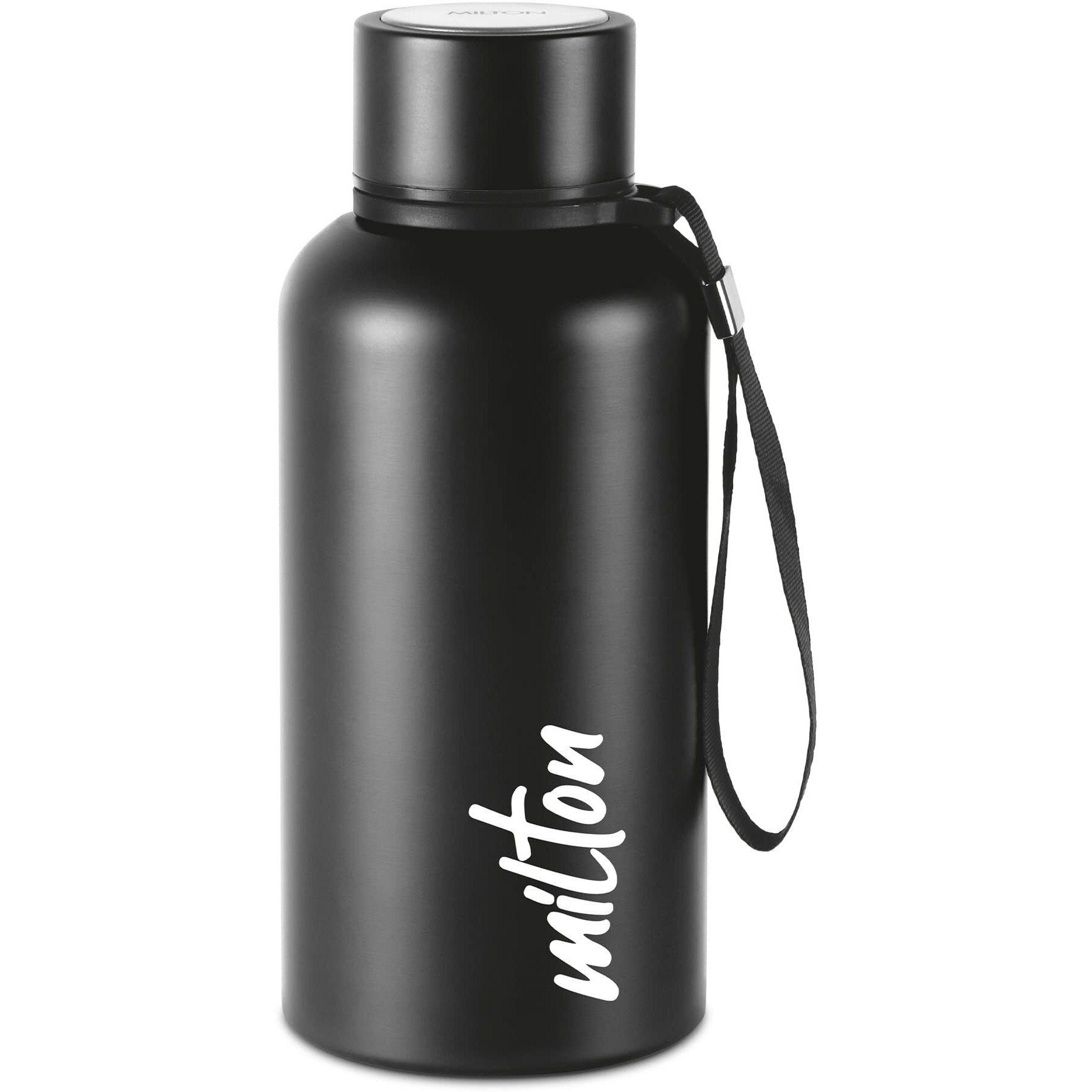 Milton Aura 500 Thermosteel Bottle, 500 Ml Water Bottles, 24 Hours Hot And Cold, Easy To Carry, Easy Grip, Rust Proof, Tea, Coffee, Office, Travel Bottle, Black