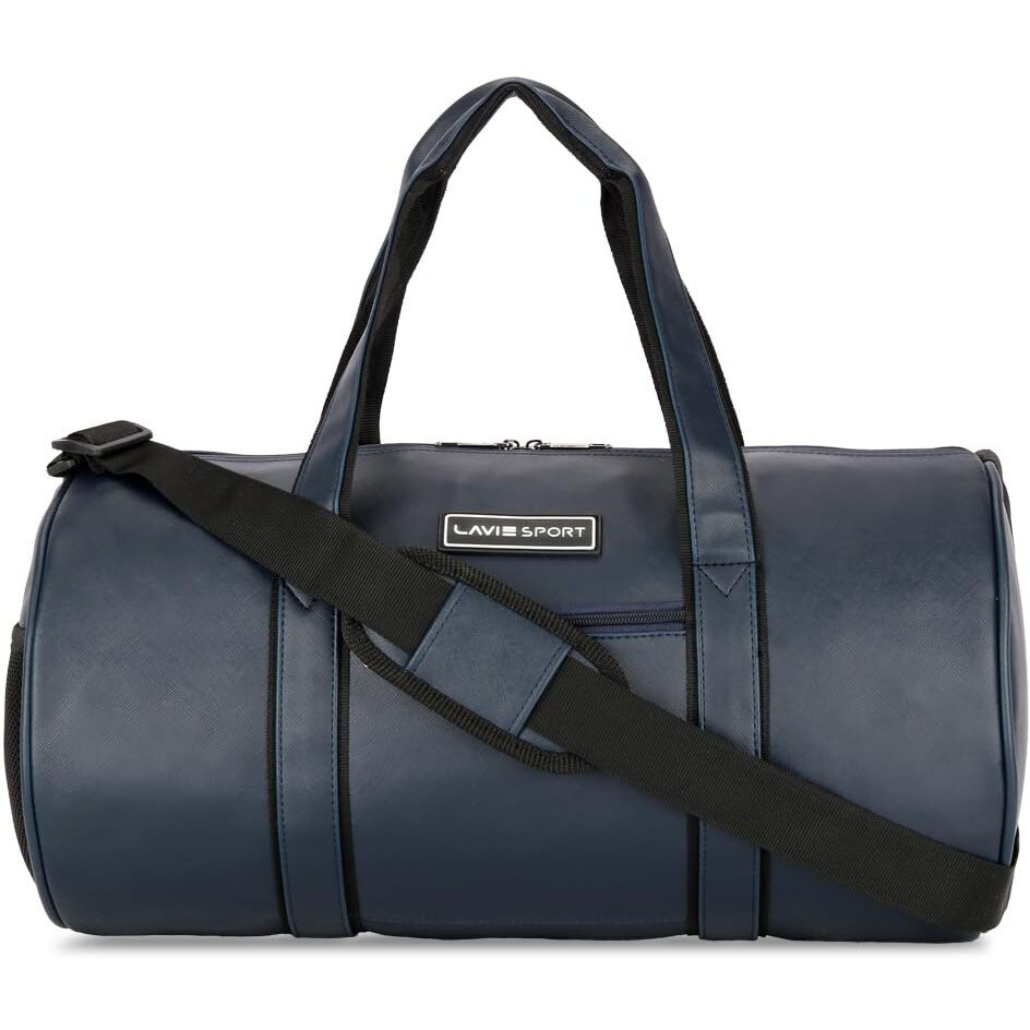 Lavie Sport Olympic Leatherette Unisex Gym Duffle Bag | Stylish & Spacious Weekender Duffle Bag | Duffle Bag For Gym, Sports, Training 23 Cm, Navy