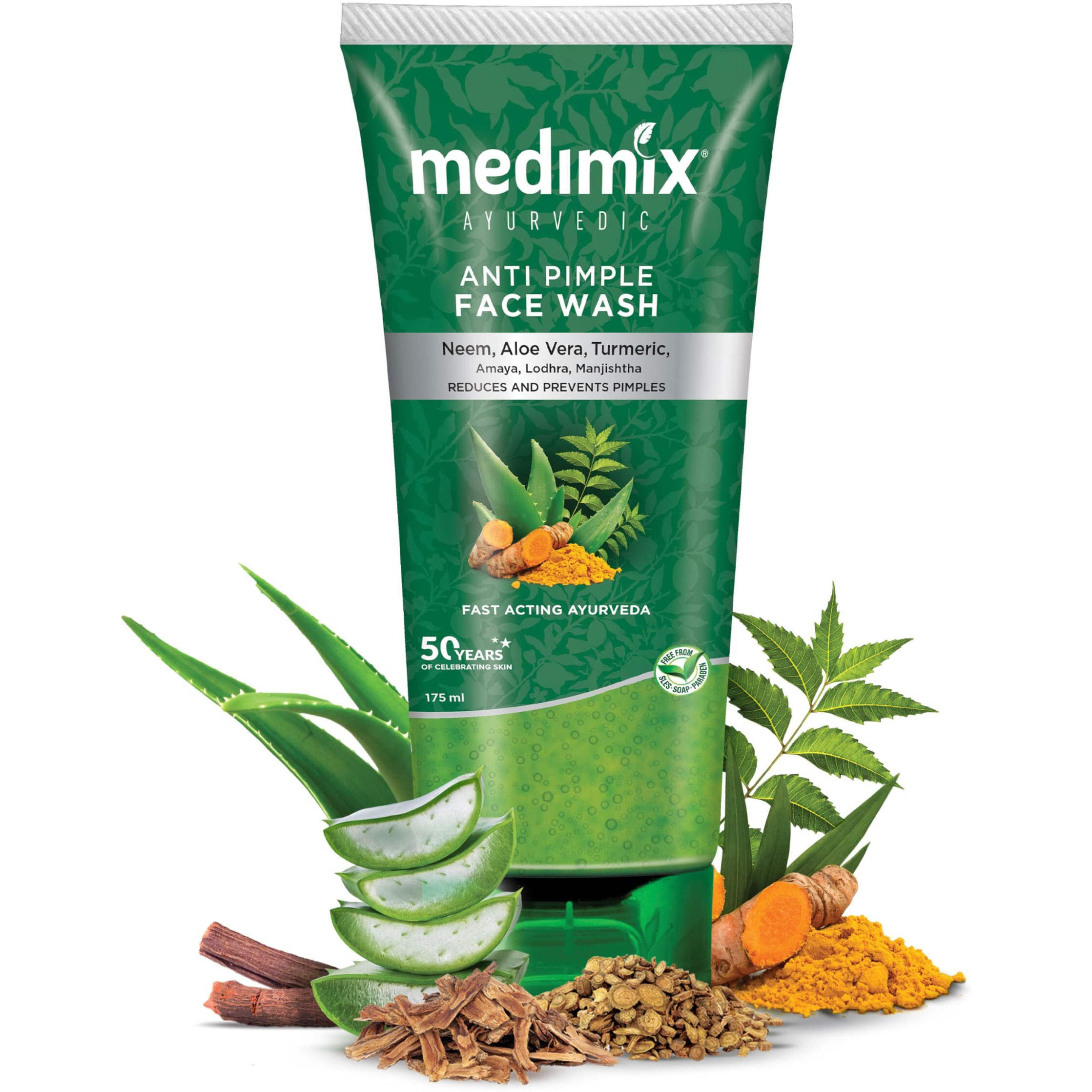 Medimix Ayurvedic Anti Pimple Face Wash 175Ml | With Neem, Aloe Vera, And Turmeric | Helps Reduce & Prevent Pimples | Natural | Herbal | Paraben-Free | Soap-Free | Sles-Free