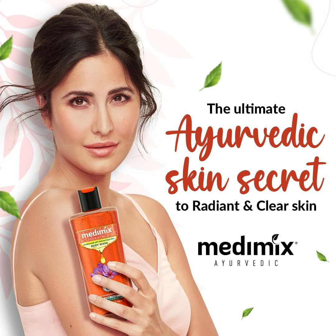 Medimix Ayurvedic Bodywash, Kumkumadi With Natural Glycerine For Radiant & Revived Skin 250 + 50 Ml | Shower Gel For Deep Hydration, Replenished & Glowing Skin | Herbal | Paraben-Free | Sulphate-Free