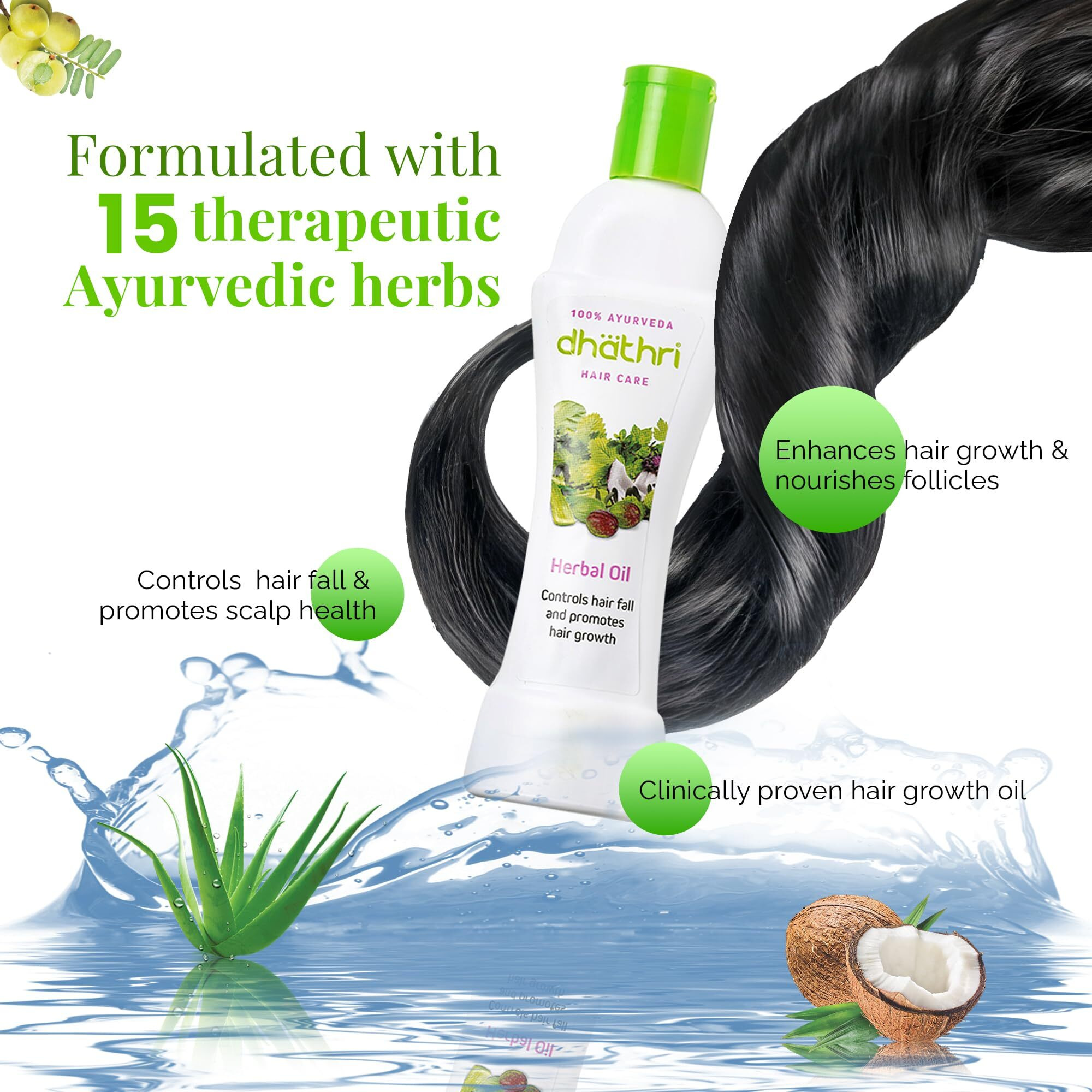 Dhathri Hair Care Herbal Oil, Ayurvedic Oil For Hair Growth, Ayurvedic Hair Oil That Control Hair Fall And Promotes Hair Growth, Amla Hair Oil, 100Ml (Pack Of 2)
