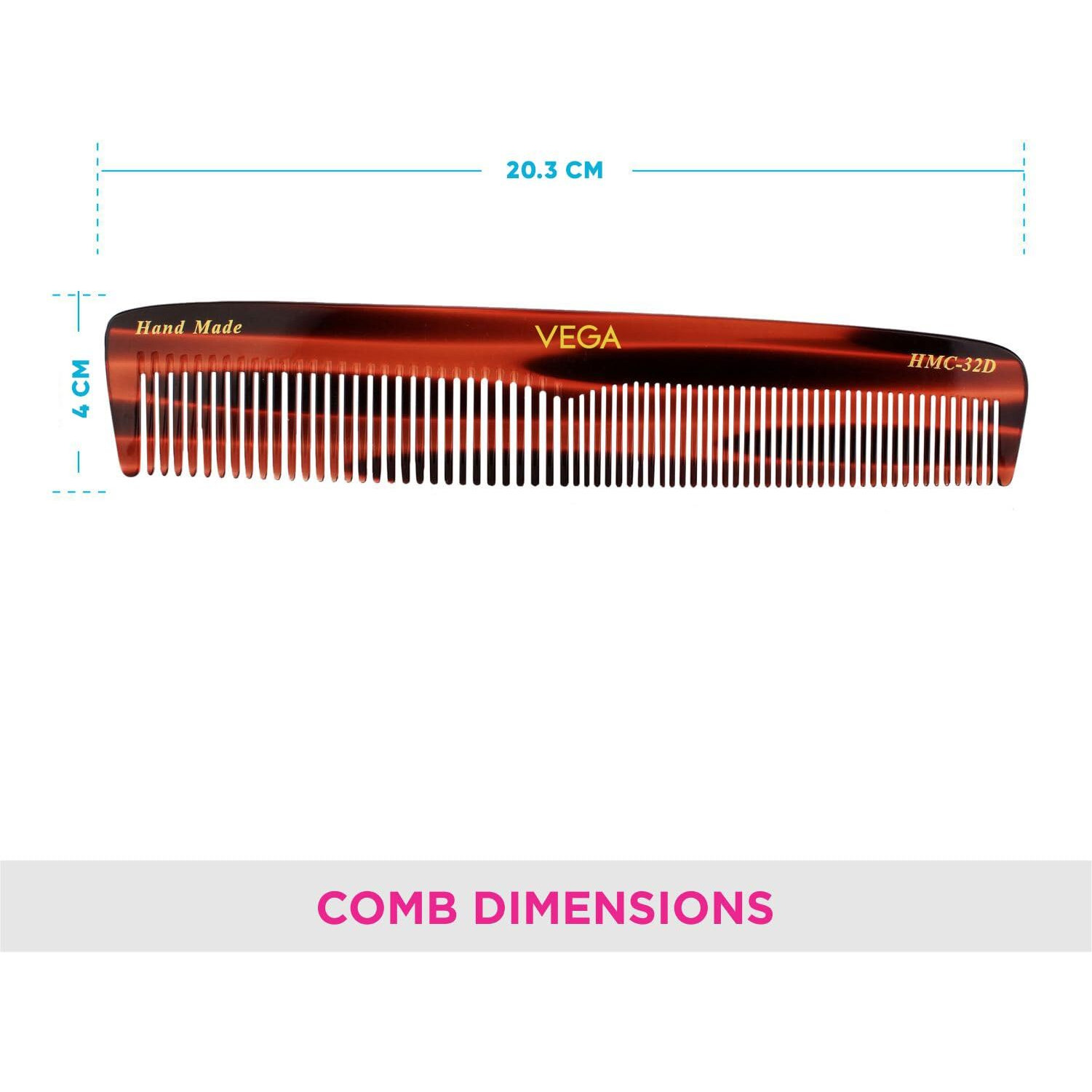 Vega Graduated Dressing Hair Comb, Handmade(India's No.1* Hair Comb Brand)For Men And Women, (Hmc-32D)