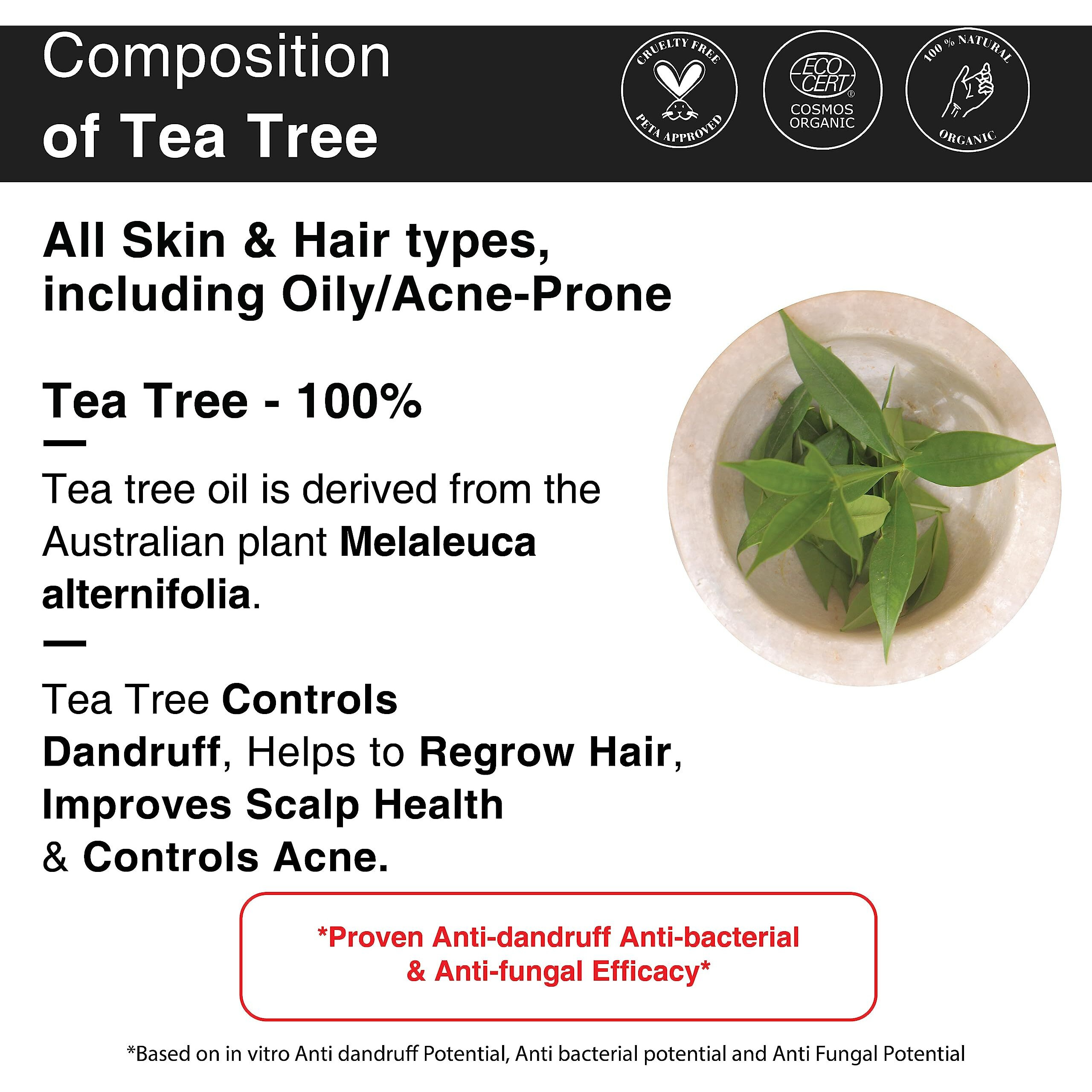 Soulflower Tea Tree Essential Oil For Hair Care, Skin Care, Pimple, Anti Dandruff, Hair Shine, Oral Care, Foot Care, Pimples, Acne, Dandruff | 100% Pure, Natural, Organic Certified | 30Ml