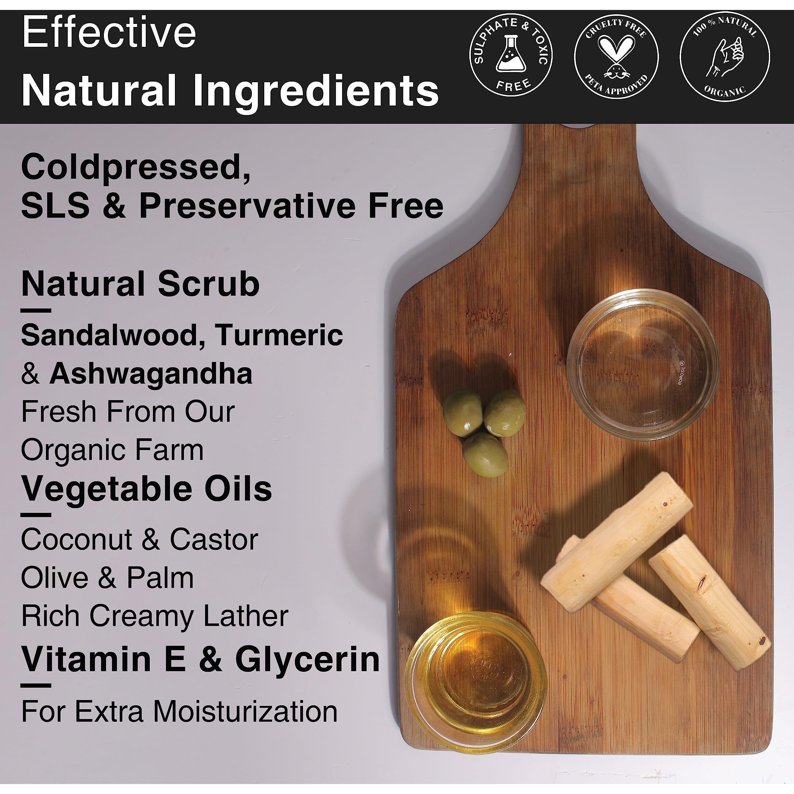 Soulflower Cleansing Sandalwood Soap For Bath |Handmade Luxury Bar For Women Or Men, All Skin Types, Smooth Glowing Skin, Dark Spots & Acne, Turmeric, Ashwagandha, Vitamin E, Pack Of 2 150G Each