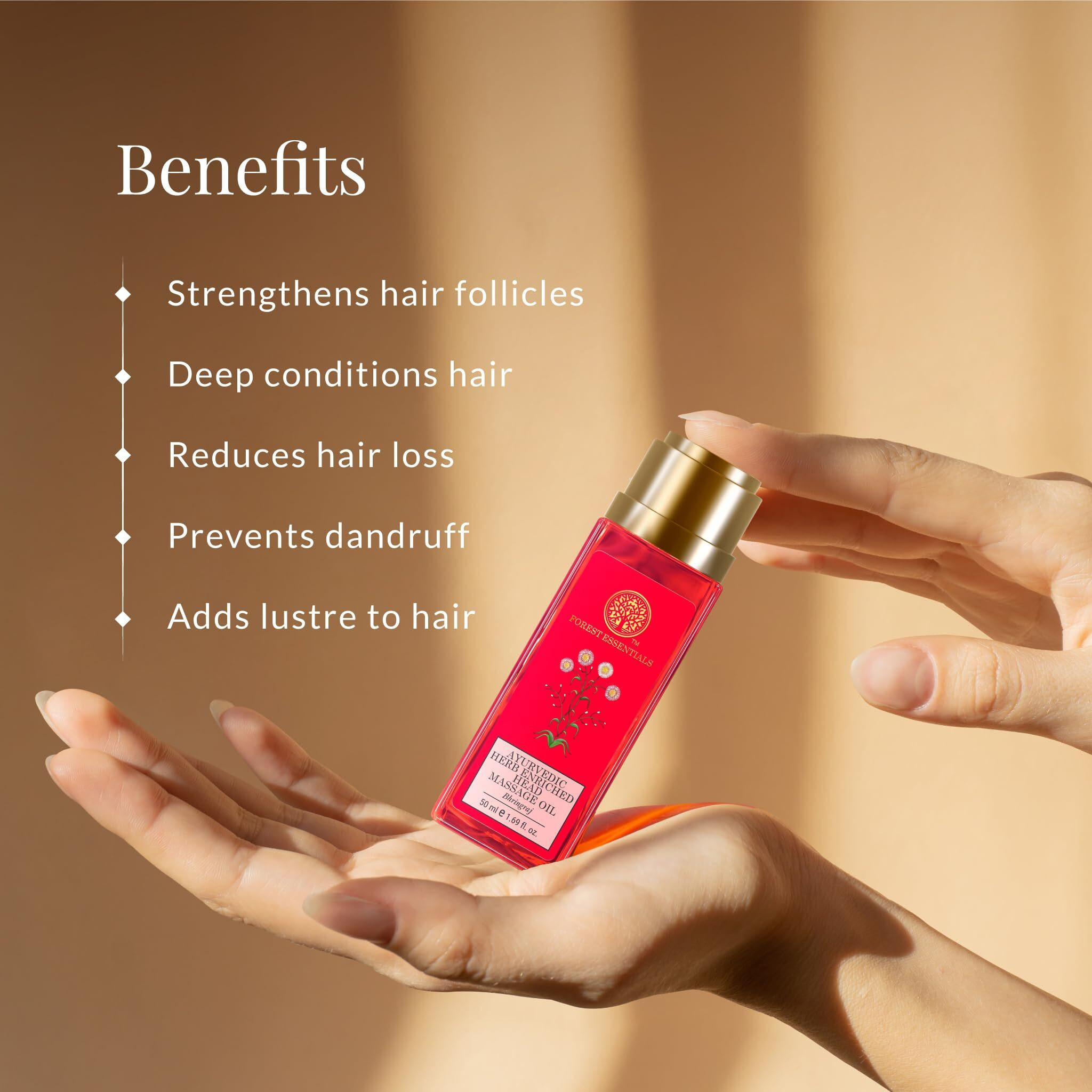 Forest Essentials Travel Size Ayurvedic Herb Enriched Head Massage Oil Bhringraj|For Dandruff&Hair Fall Control|Nourishing Oil For Healthy Hair Growth|Parabens Free|Hair Oil For Women&Men|50 Ml