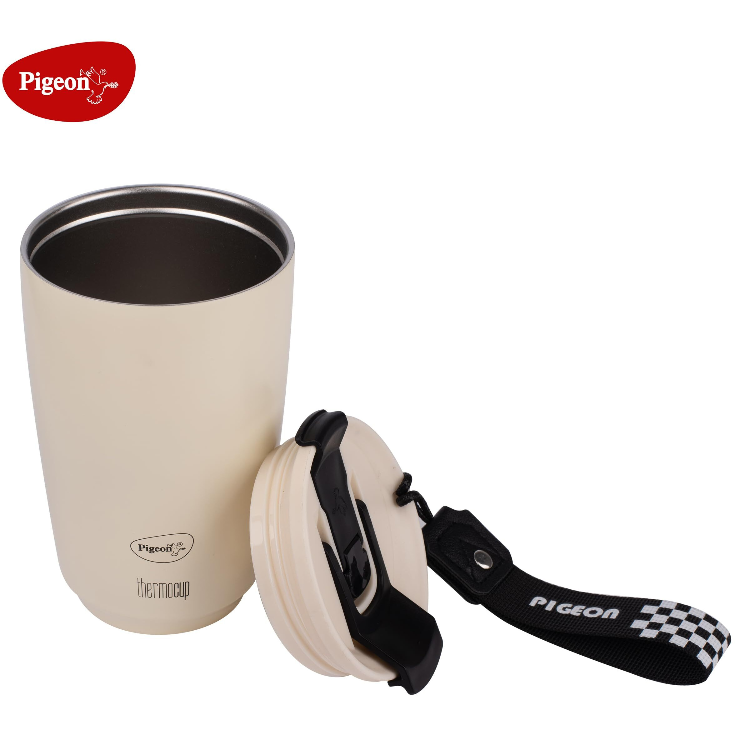 Pigeon Thermocup 400 Ml Stainless Steel Vacuum Insulated Coffee Cup/Tumbler For Hot And Cold Drinks, Bpa-Free, Leak-Proof, Coffee Mug With Double Lid  Ideal For Car, Home, Office, Travelling|White