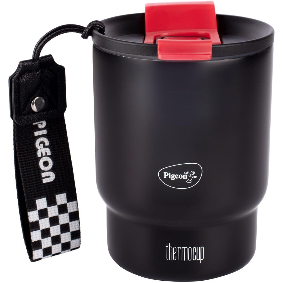 Pigeon Thermocup 350 Ml Stainless Steel Vacuum Insulated Coffee Cup/Tumbler For Hot And Cold Drinks, Bpa-Free, Leak-Proof, Coffee Mug With Double Lid  Ideal For Car, Home, Office, Travelling|Black