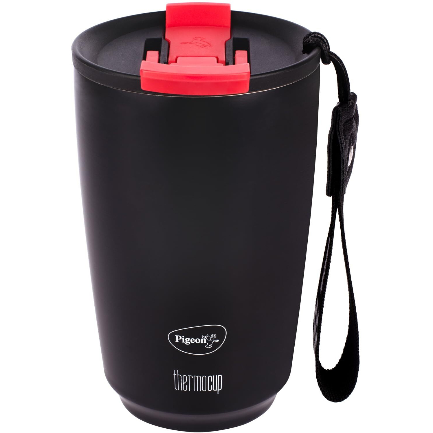 Pigeon Thermocup 400 Ml Stainless Steel Vacuum Insulated Coffee Cup/Tumbler For Hot And Cold Drinks, Bpa-Free, Leak-Proof, Coffee Mug With Double Lid  Ideal For Car, Home, Office, Travelling|Black