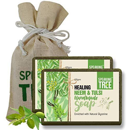 Speaking Tree Healing Neem And Tulsi Handmade Soap -100 Gms (Pack Of 2)
