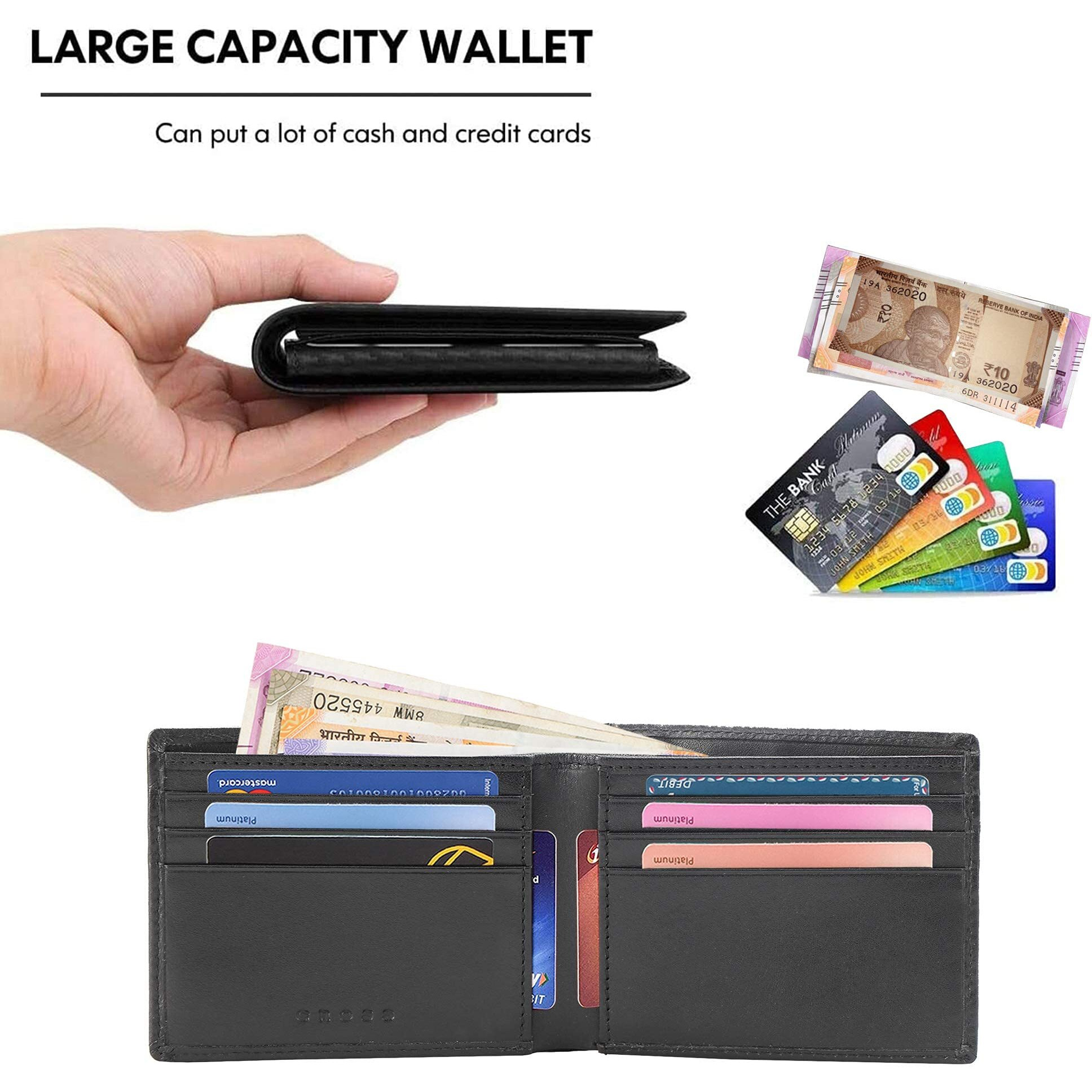 Cross Classic Century Branded Compact Wallets For Men Leather With Easy Compartment For Card - Black