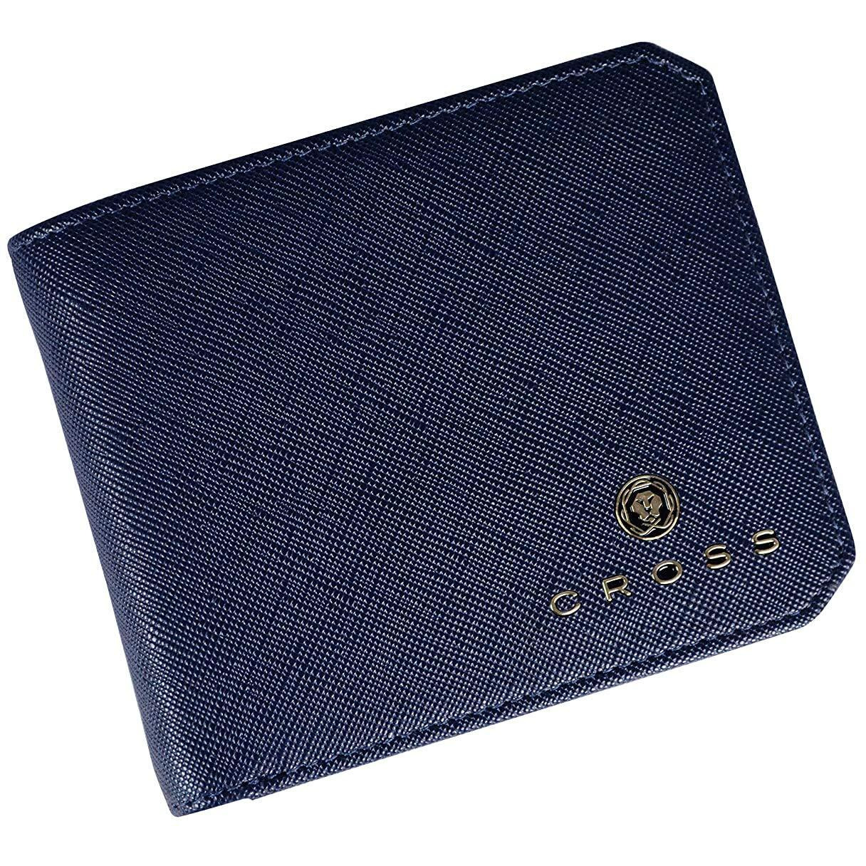Cross Blue Men's Wallet Stylish Genuine Leather Wallets For Men Latest Gents Purse With Card Holder Compartment (Ac798555)