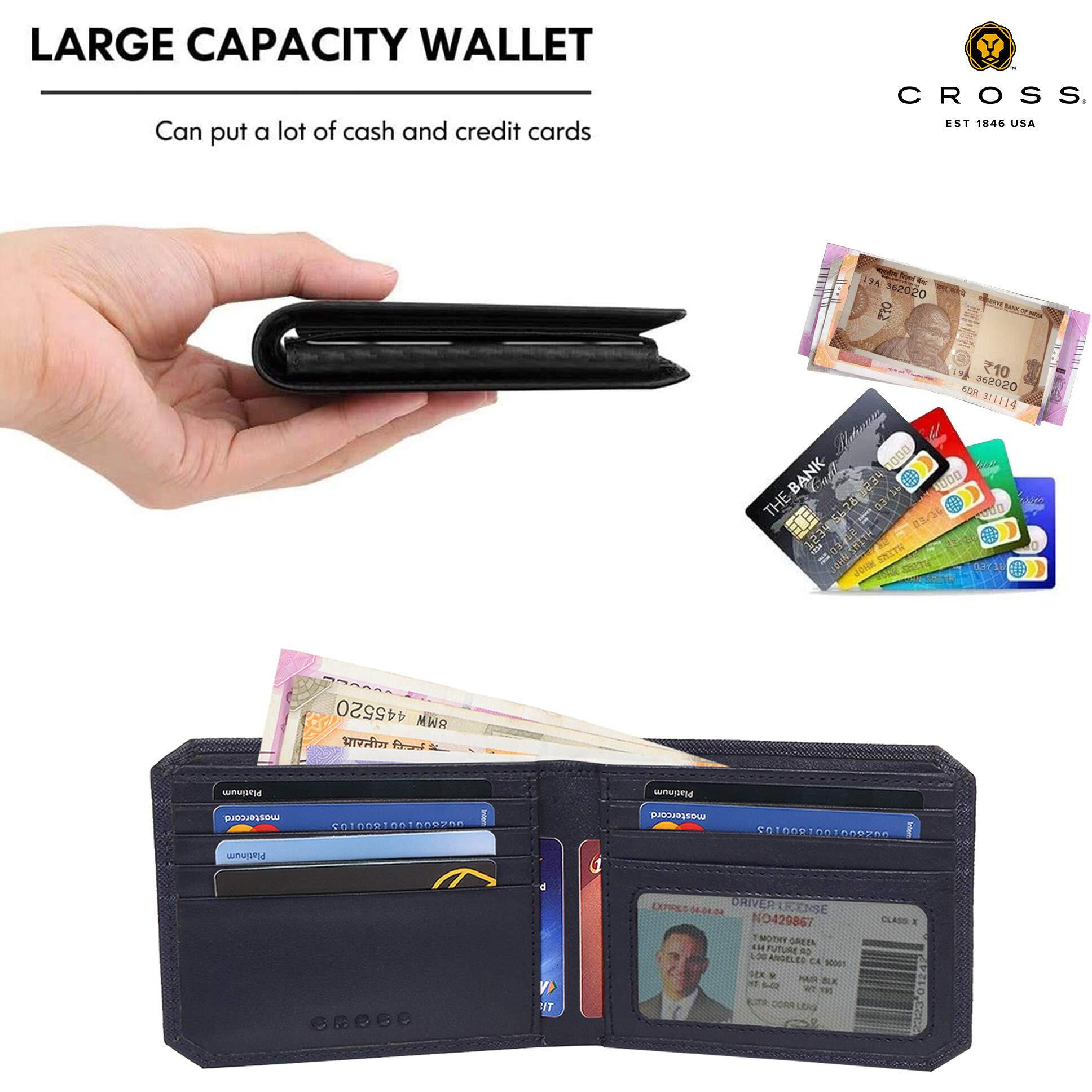 Cross Blue Men's Wallet Stylish Genuine Leather Wallets For Men Latest Gents Purse With Card Holder Compartment (Ac798555)