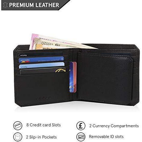 Cross Leather Wallets For Men Latest Gents Purse With Card Holder Compartment, Giftsfor Men -Black