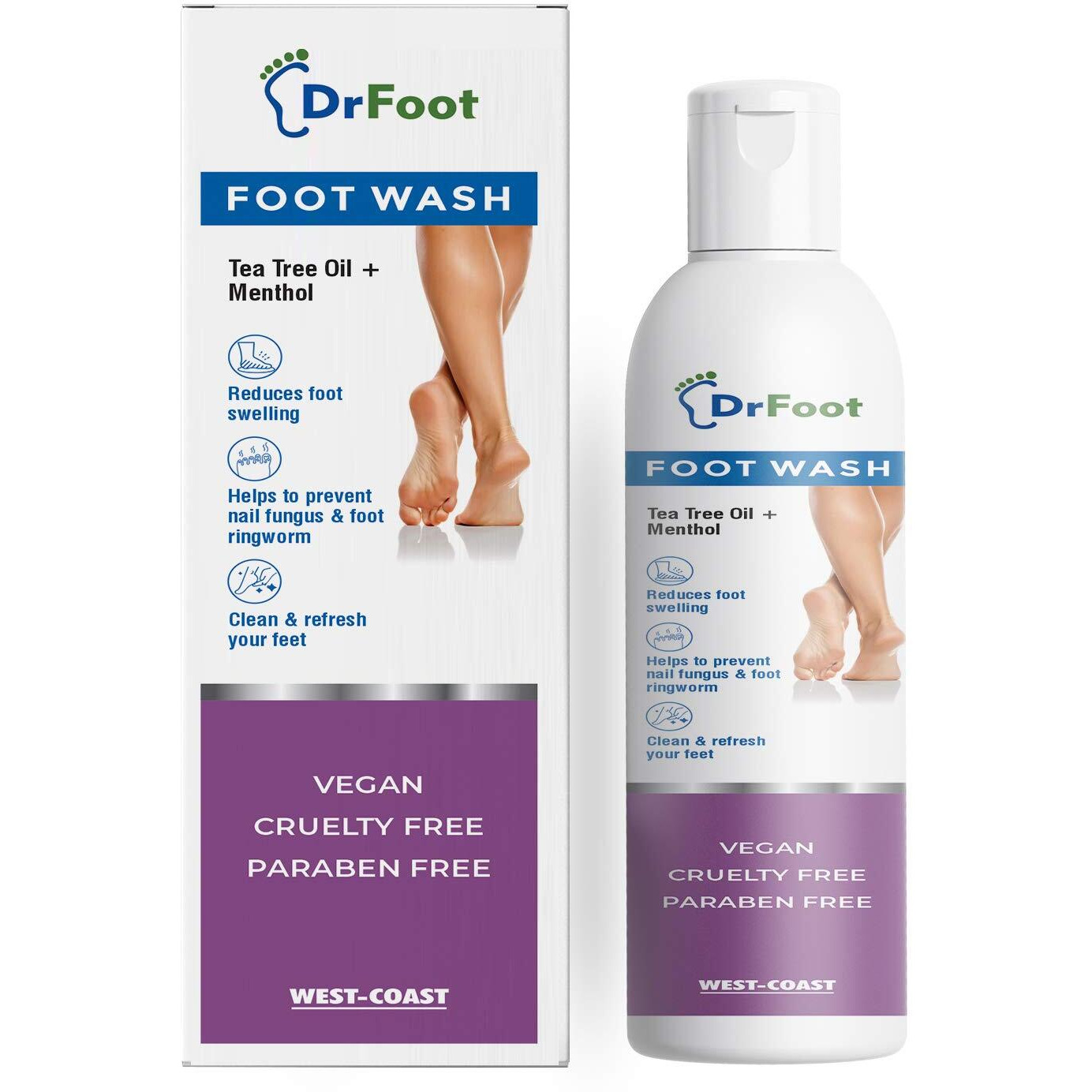 Dr Foot | Foot Wash | Foot Cleaner For Dead Skin | Tea Tree Oil | Menthol | Foot Care Product | Prevents Nail Fungus & Foot Ringworm | Refreshes Your Feet | 100Ml