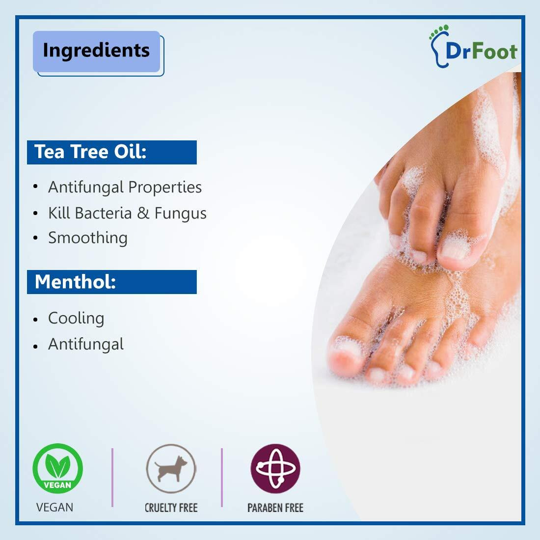 Dr Foot | Foot Wash | Foot Cleaner For Dead Skin | Tea Tree Oil | Menthol | Foot Care Product | Prevents Nail Fungus & Foot Ringworm | Refreshes Your Feet | 100Ml